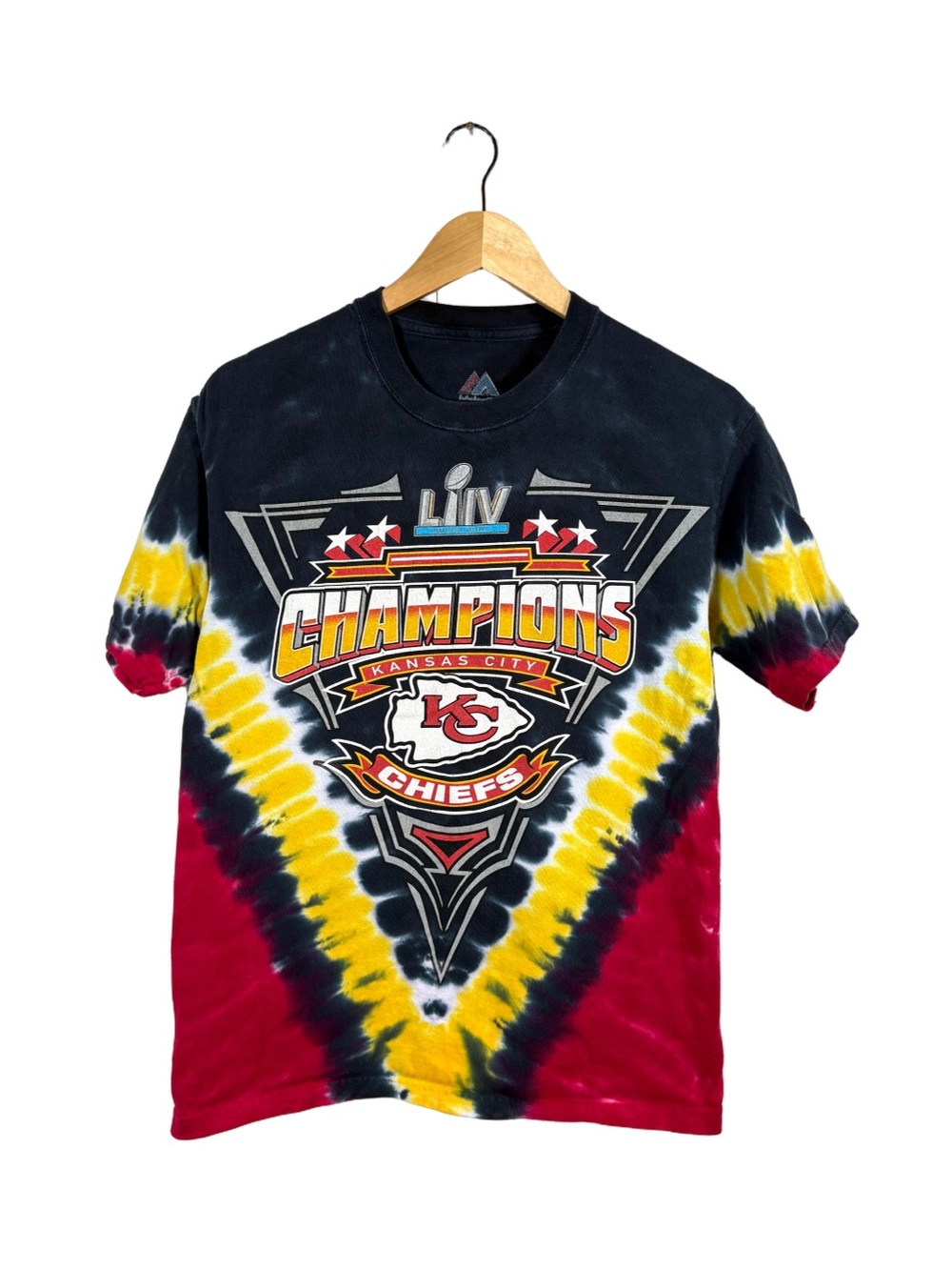Kansas City Chiefs Super Bowl LIV Champions Majestic Tie Dye T Shirt M